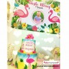 Doğum Günü Pano / Branda Afiş Flamingo Ananas Temalı 