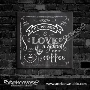 Love Coffee Kahve Köşesi Kanvas Tablo